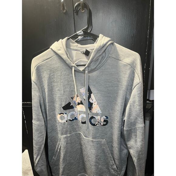 Adidas Climalite Grey Hoodie with Floral Logo - Men’s XL - Picture 1 of 3